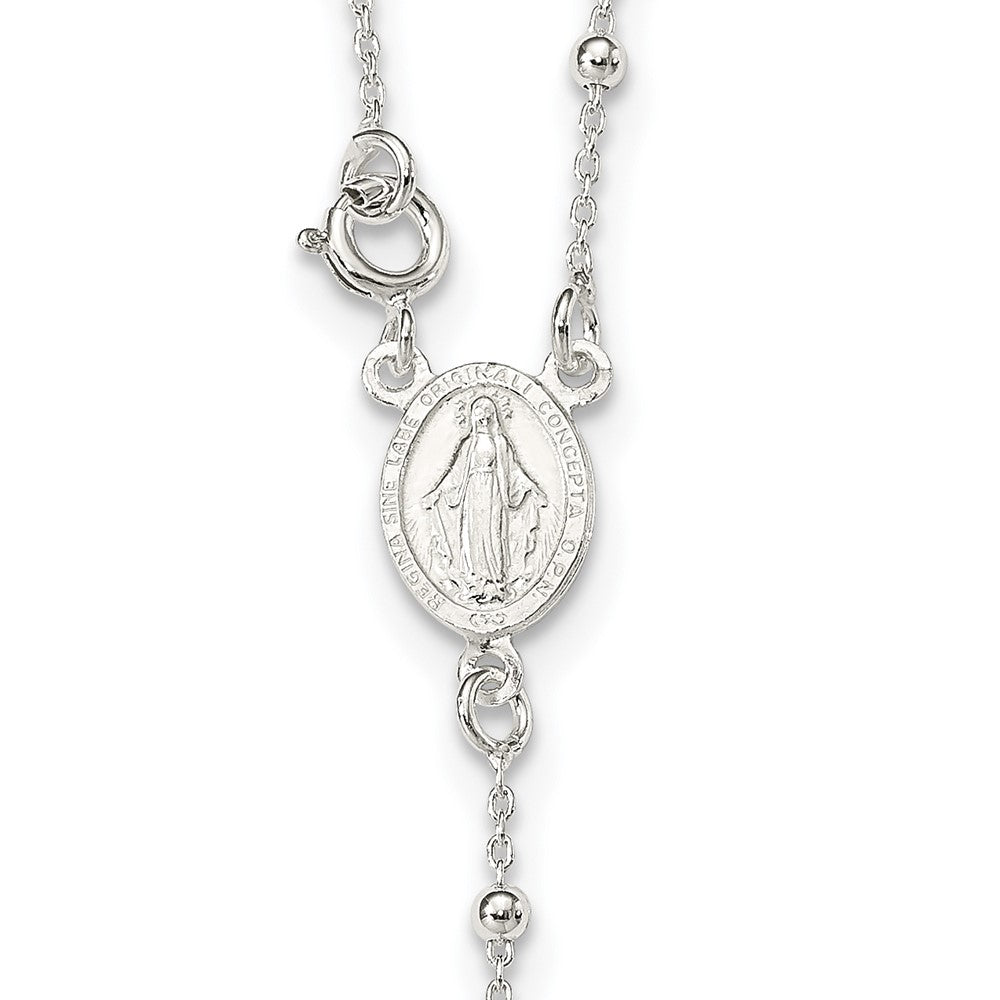 Sterling Silver Polished Rosary 18 Inch Necklace