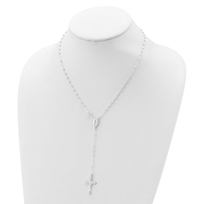 Sterling Silver Polished Rosary 18 Inch Necklace