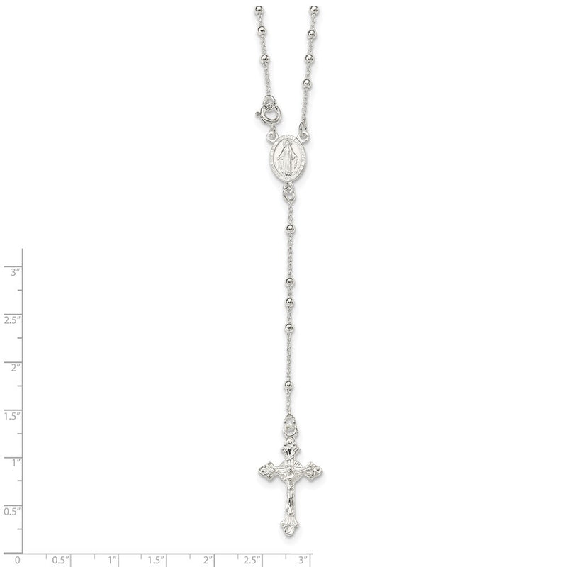 Sterling Silver Polished Rosary 18 Inch Necklace