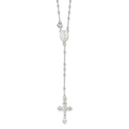 Sterling Silver Polished Rosary 18 Inch Necklace