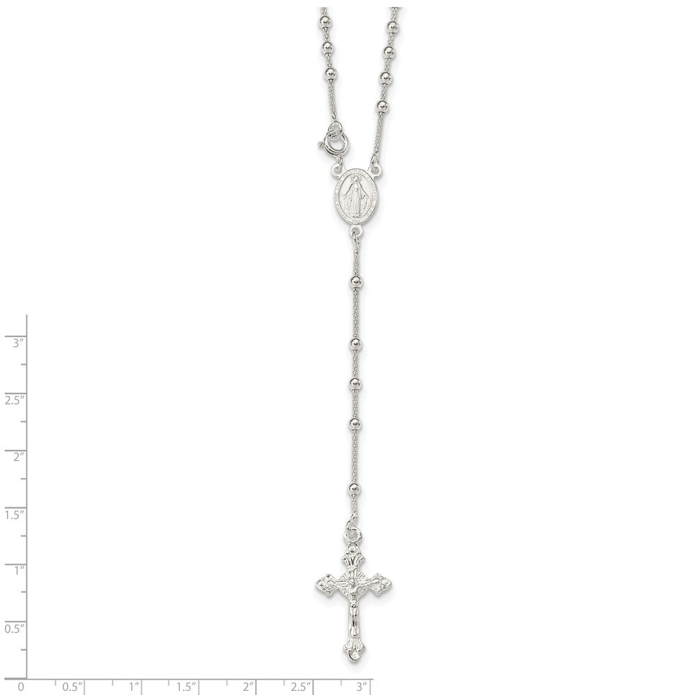 Sterling Silver Polished Bead Rosary 16 Inch Necklace