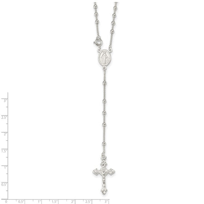 Sterling Silver Polished Bead Rosary 16 Inch Necklace