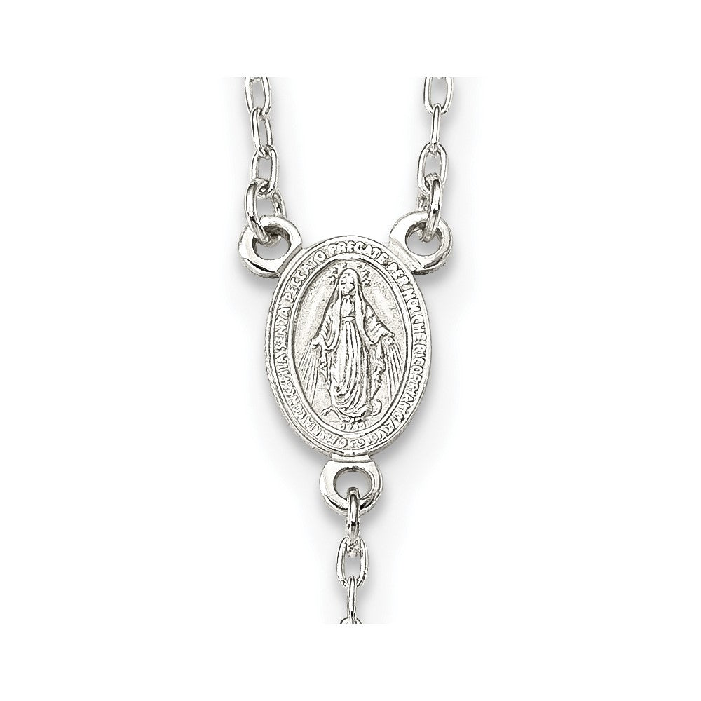 Sterling Silver Polished Crucifix Rosary 18 Inch Necklace