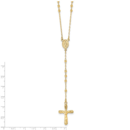 Sterling Silver Flash Gold-Plated Polished Crucifix Rosary 18 Inch Necklace