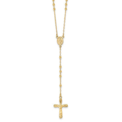 Sterling Silver Flash Gold-Plated Polished Crucifix Rosary 18 Inch Necklace