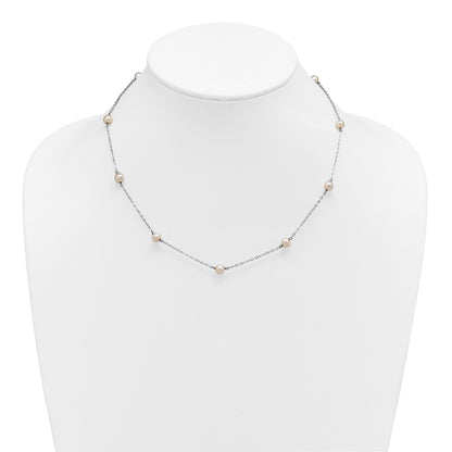 Sterling Silver Rh-Plated Freshwater Cultured Pearl Necklace