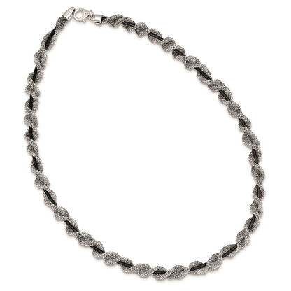 Sterling Silver And Ruthenium-Plated Fancy Mesh Necklace