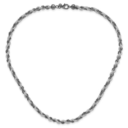 Sterling Silver & Black Rhodium-Plated Mesh And Beaded Necklace