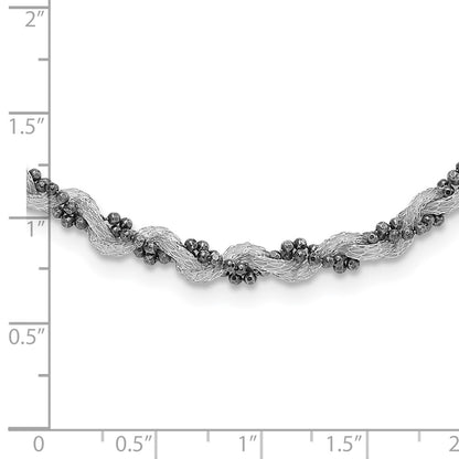 Sterling Silver & Black Rhodium-Plated Mesh And Beaded Necklace