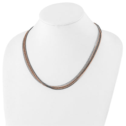 22 Inch Nightfall Sterling Silver Ruthenium And Rose-Tone Plated 20 Multi Chain Necklace With 2 Extenstion