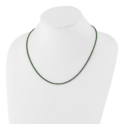 Sterling Silver Rhodium & Green-Plated 2-Strand Adjustable Necklace