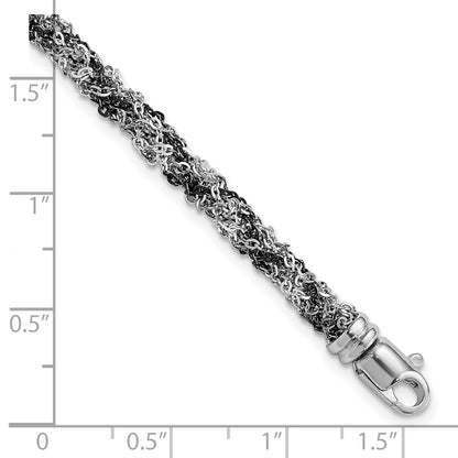 7.25 Inch Sterling Silver & Ruthenium-Plated Twisted Chain Bracelet