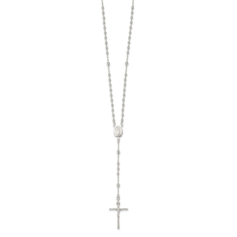 Sterling Silver Polished Rosary Necklace