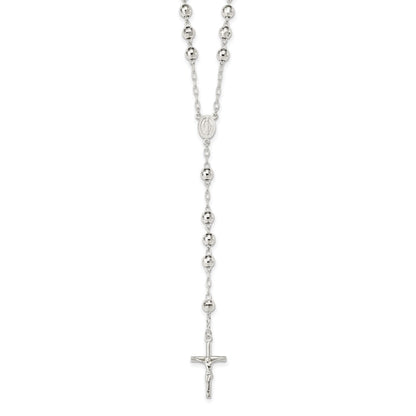 Sterling Silver Polished Rosary Necklace