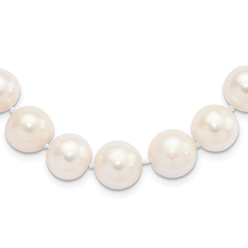 Sterling Silver Rhodium 11-12mm White Fw Cultured Pearl Necklace