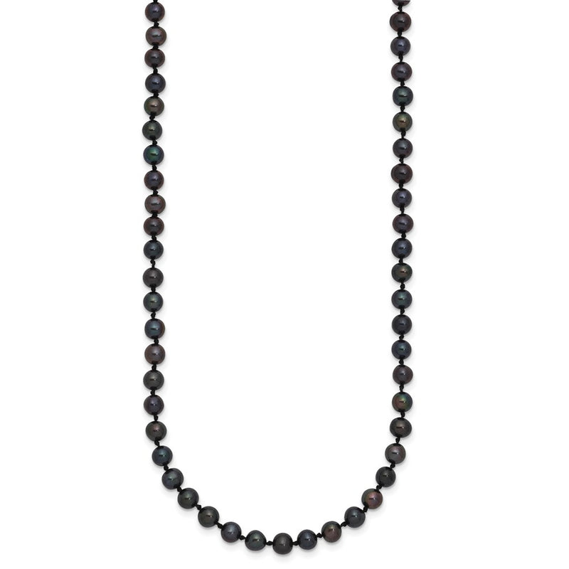 Sterling Silver Rhod-Plated 4-5mm Black Fwc Pearl Necklace