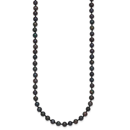 Sterling Silver Rhod-Plated 4-5mm Black Fwc Pearl Necklace