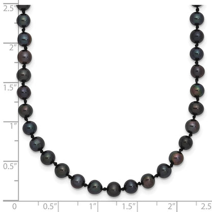Sterling Silver Rhod-Plated 4-5mm Black Fwc Pearl Necklace