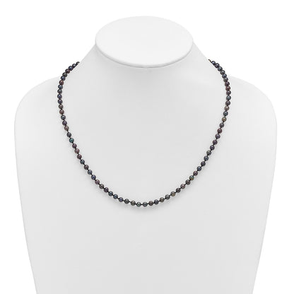 Sterling Silver Rhod-Plated 4-5mm Black Fwc Pearl Necklace