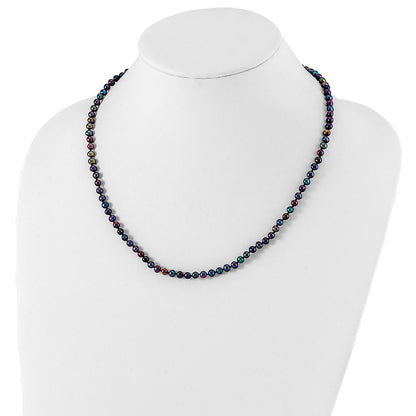 Sterling Silver Rhod-Plated 4-5mm Black Fwc Pearl Necklace