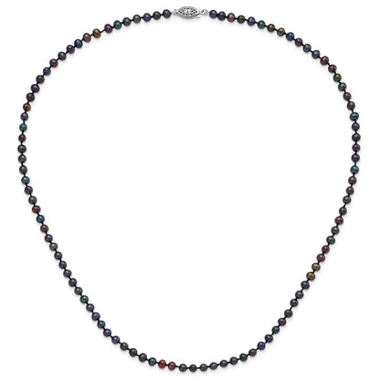 Sterling Silver Rhod-Plated 4-5mm Black Fwc Pearl Necklace