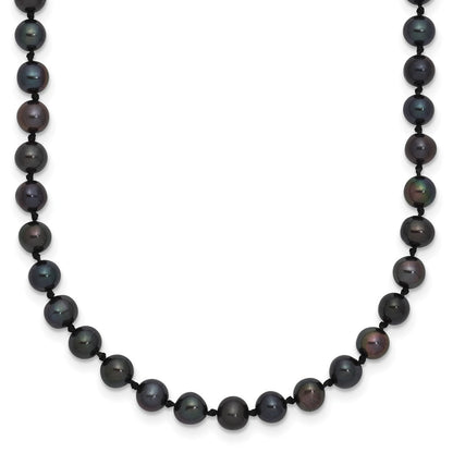 Sterling Silver Rhod-Plated 4-5mm Black Fwc Pearl Necklace