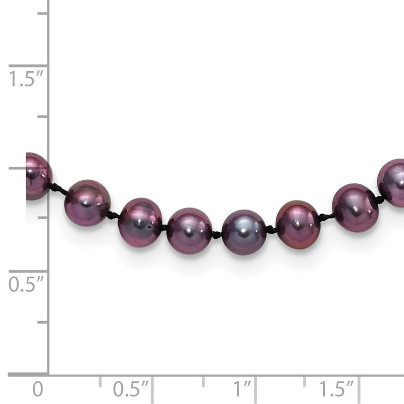 Sterling Silver Rhod-Plated 5-6mm Black Fwc Pearl Necklace
