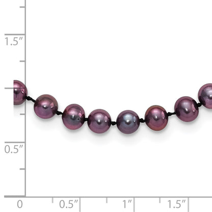Sterling Silver Rhod-Plated 5-6mm Black Fwc Pearl Necklace