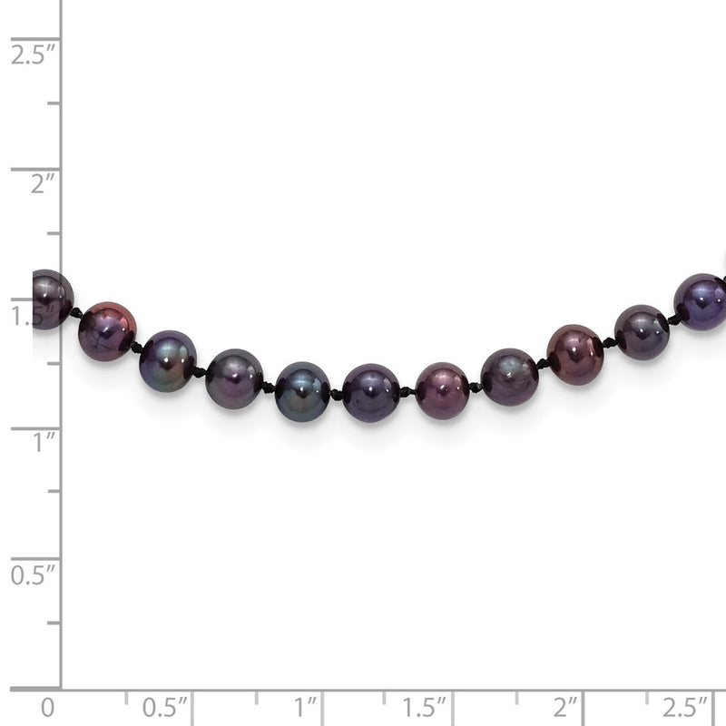 Sterling Silver Rhod-Plated 5-6mm Black Fwc Pearl Necklace