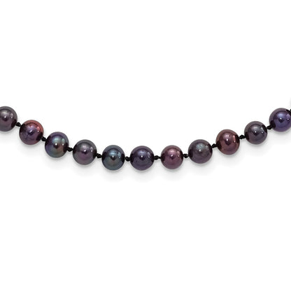 Sterling Silver Rhod-Plated 5-6mm Black Fwc Pearl Necklace