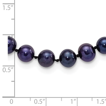 Sterling Silver Rhod-Plated 6-7mm Black Fwc Pearl Necklace
