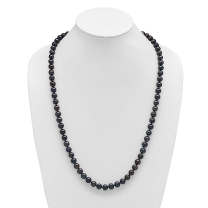 Sterling Silver Rhod-Plated 8-9mm Black Fwc Pearl Necklace