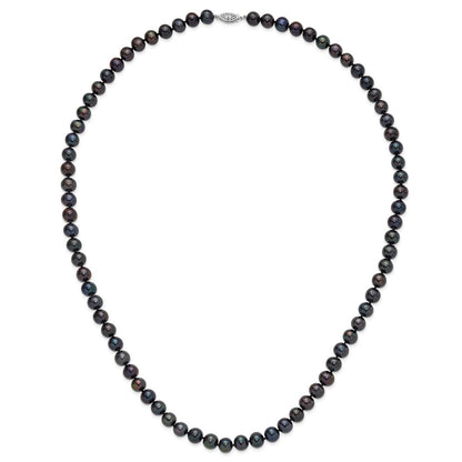Sterling Silver Rhod-Plated 8-9mm Black Fwc Pearl Necklace