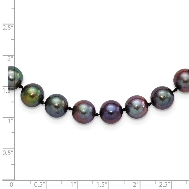 Sterling Silver Rhod-Plated 9-10mm Black Fwc Pearl Necklace