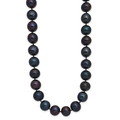 Sterling Silver Rhod-Plated 10-11mm Black Fwc Pearl Necklace