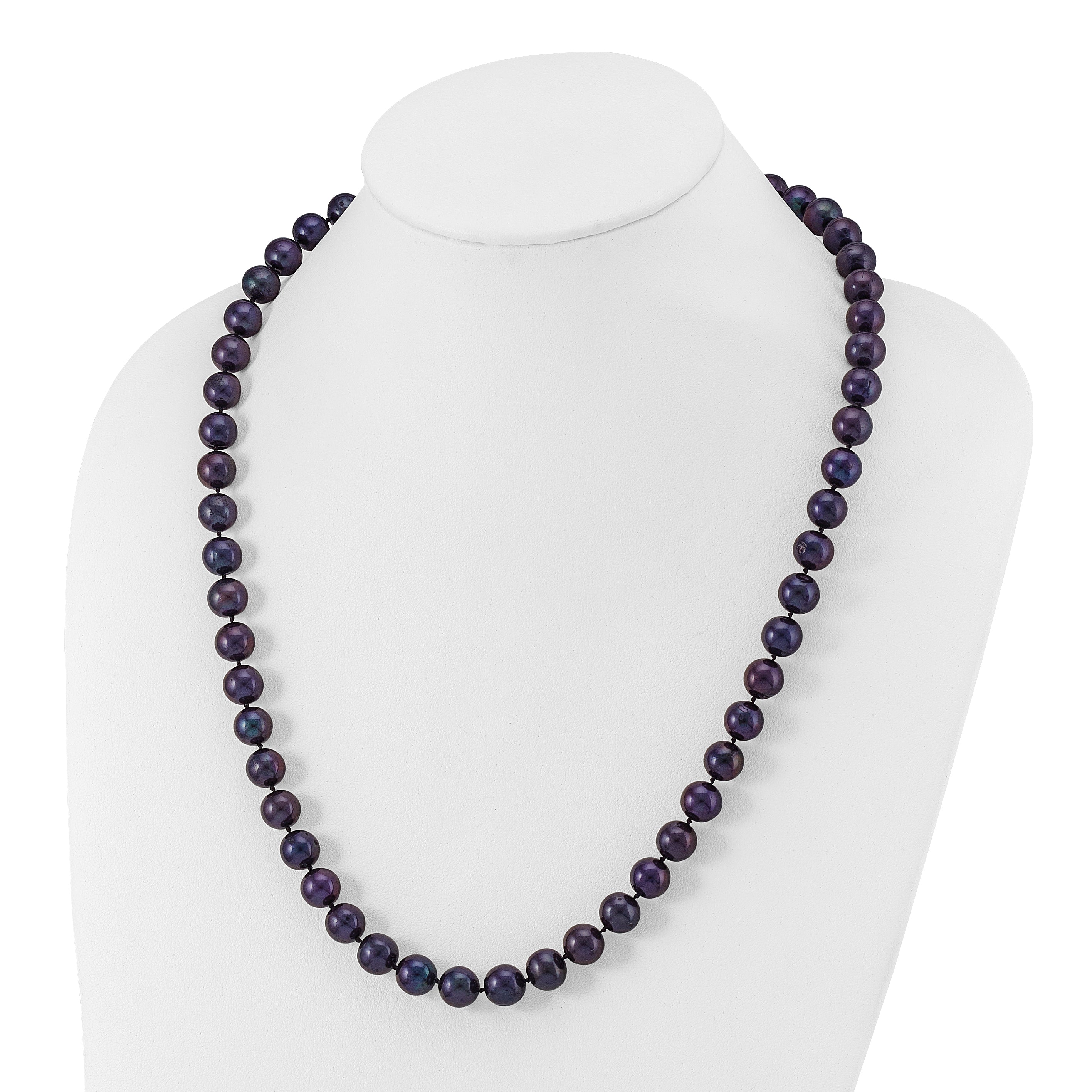 Sterling Silver Rhod-Plated 10-11mm Black Fwc Pearl Necklace