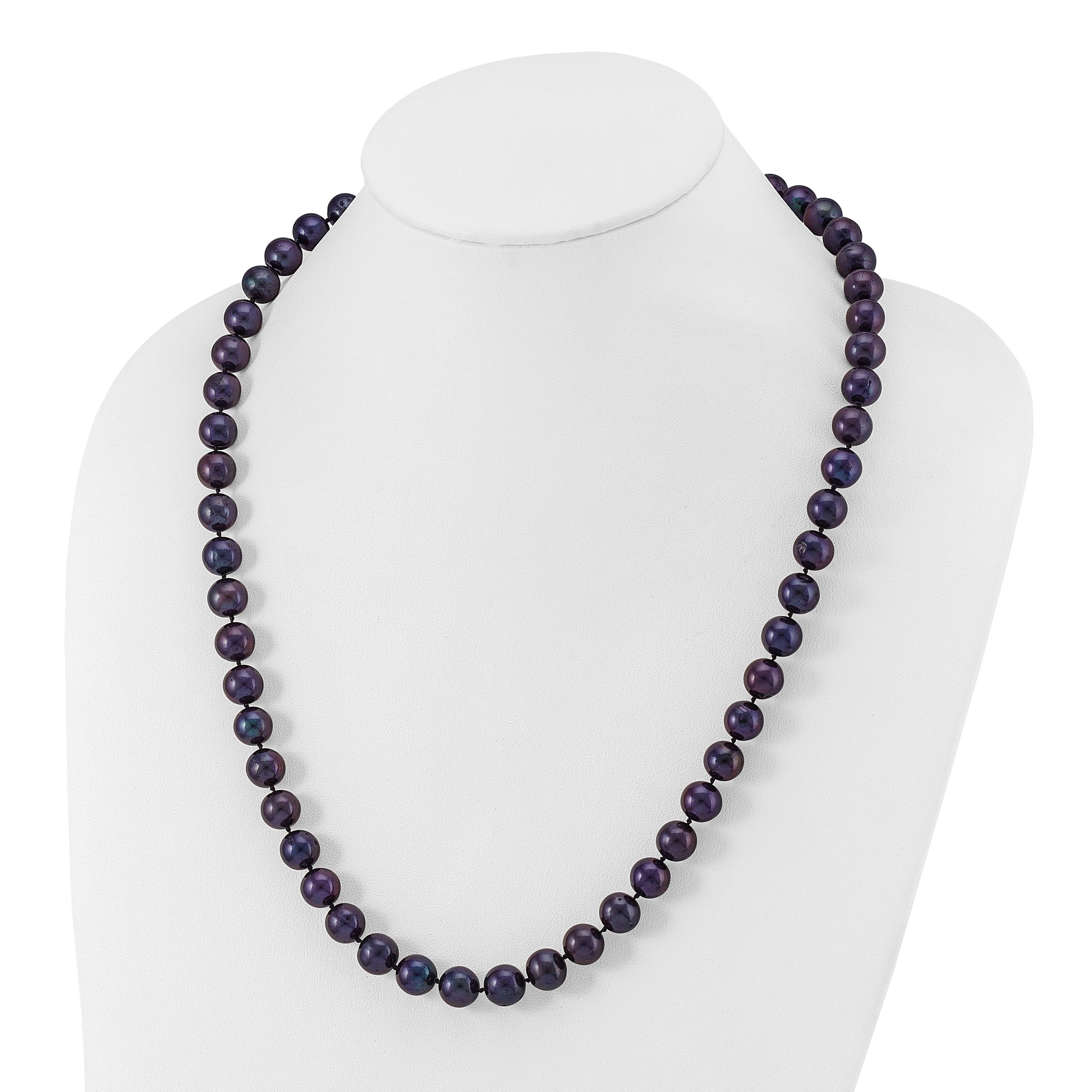 Sterling Silver Rhod-Plated 10-11mm Black Fwc Pearl Necklace