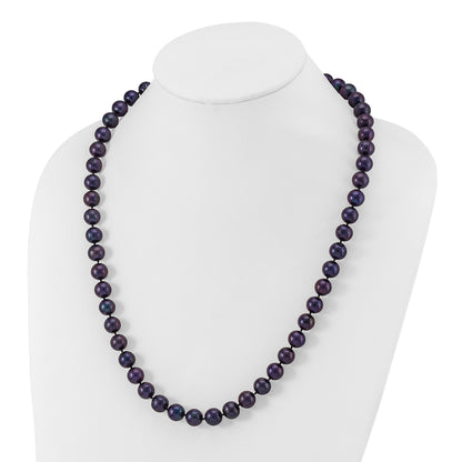 Sterling Silver Rhod-Plated 10-11mm Black Fwc Pearl Necklace
