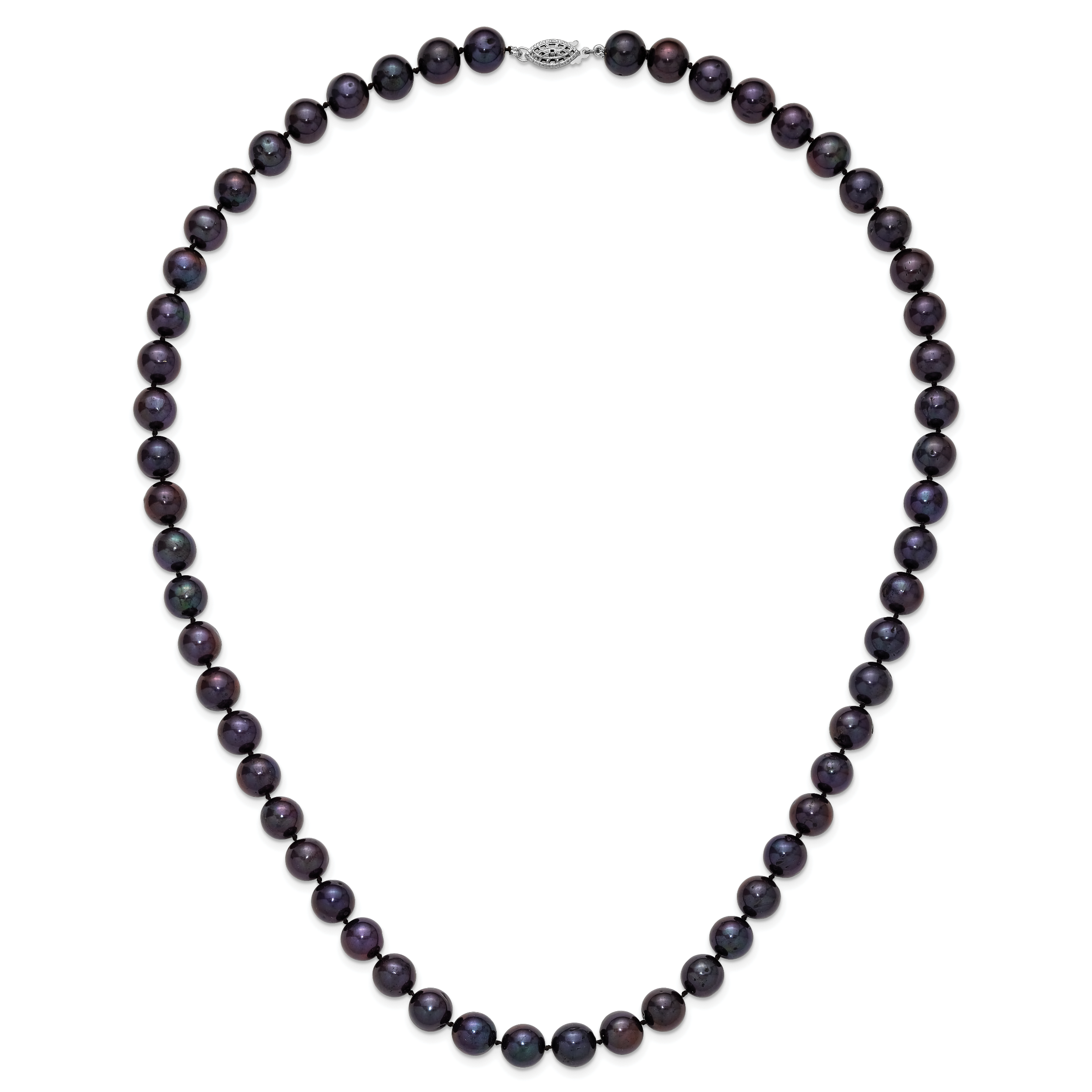 Sterling Silver Rhod-Plated 10-11mm Black Fwc Pearl Necklace