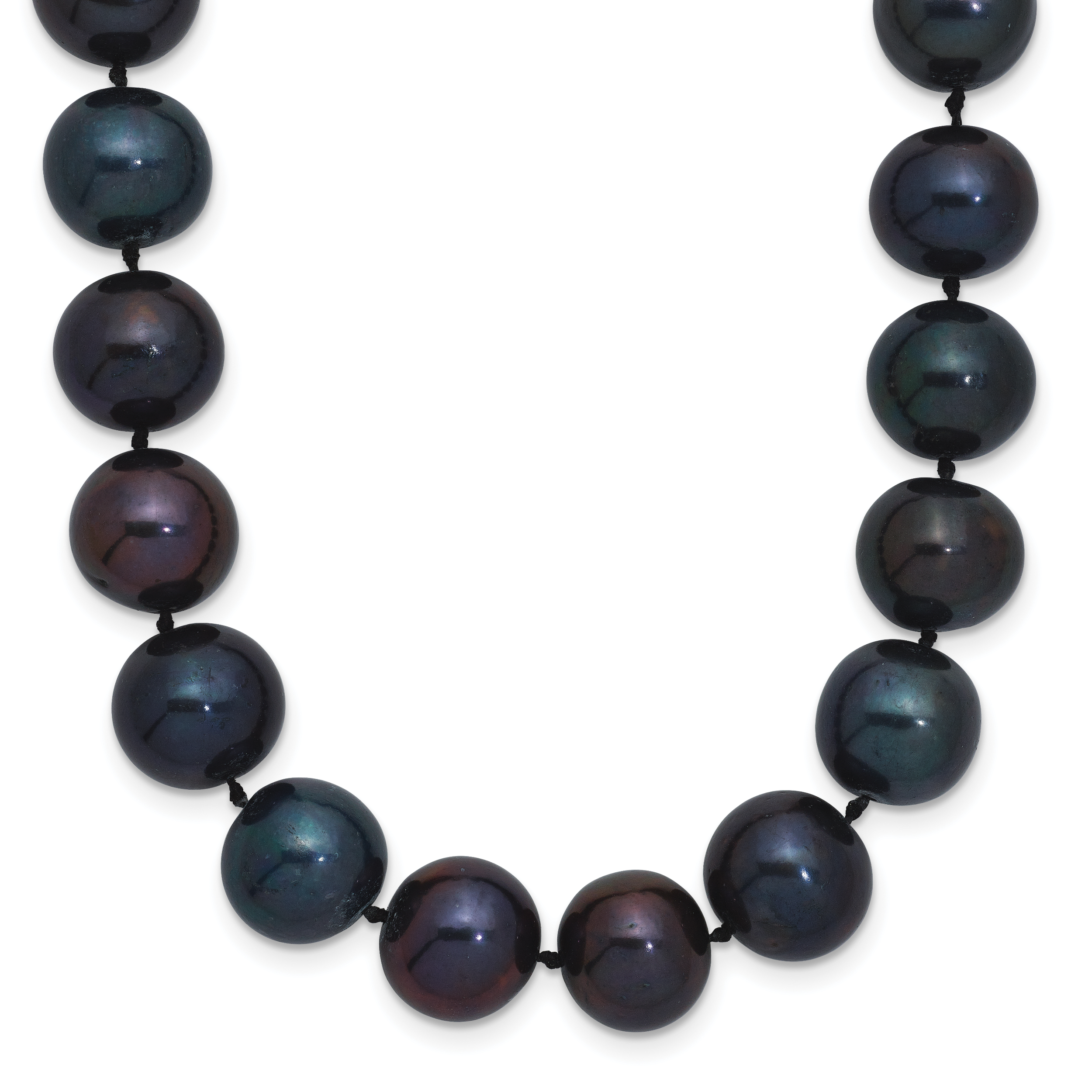Sterling Silver Rhod-Plated 10-11mm Black Fwc Pearl Necklace