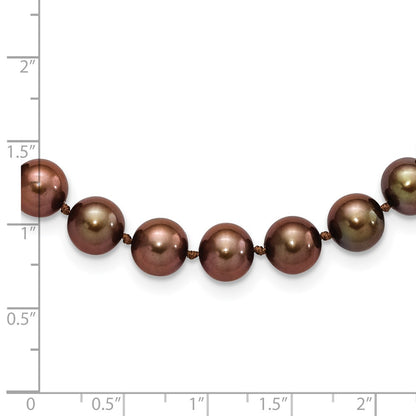 Sterling Silver Rhodium 8-9mm Brown Fwc Pearl Necklace