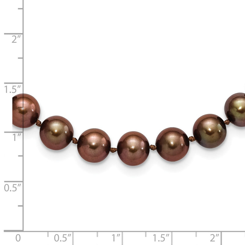 Sterling Silver Rhodium 8-9mm Brown Freshwater Cultured Pearl Necklace