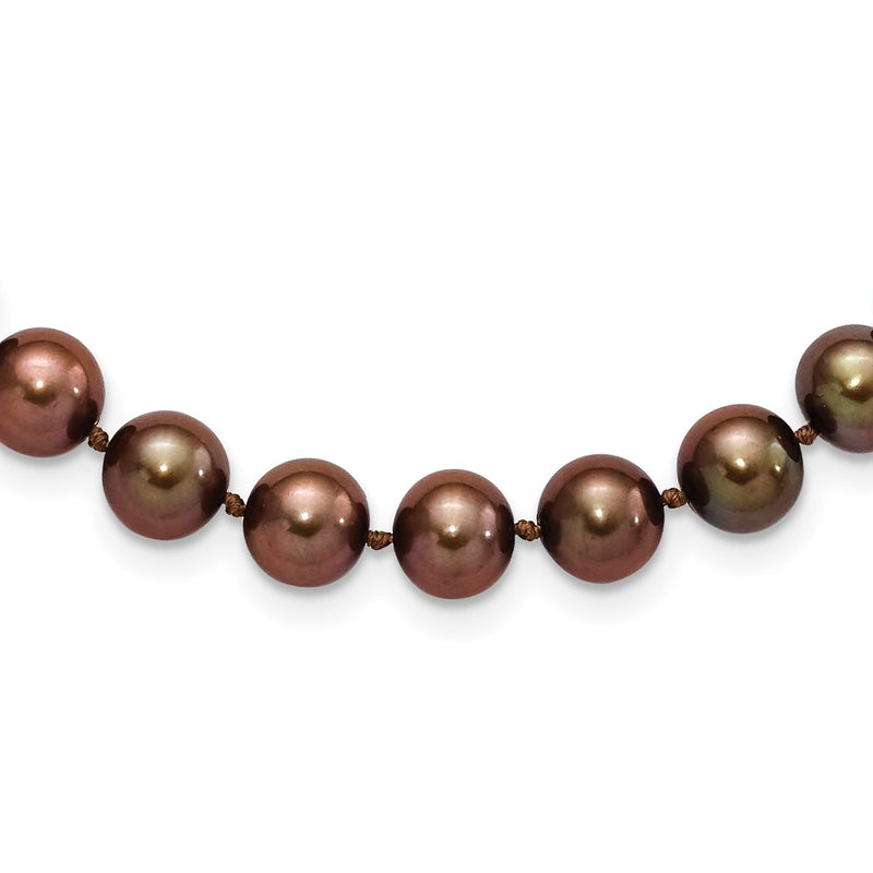 Sterling Silver Rhodium 8-9mm Brown Fwc Pearl Necklace