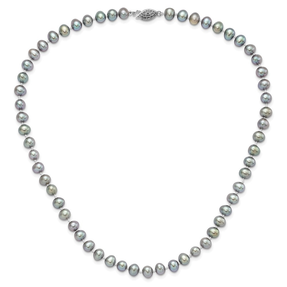 Sterling Silver Rhodium 6-7mm Grey Fwc Pearl Necklace