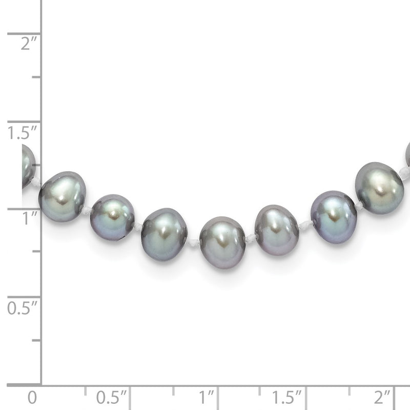 Sterling Silver Rhodium 6-7mm Grey Fwc Pearl Necklace