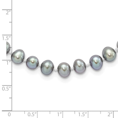 Sterling Silver Rhodium 6-7mm Grey Fwc Pearl Necklace