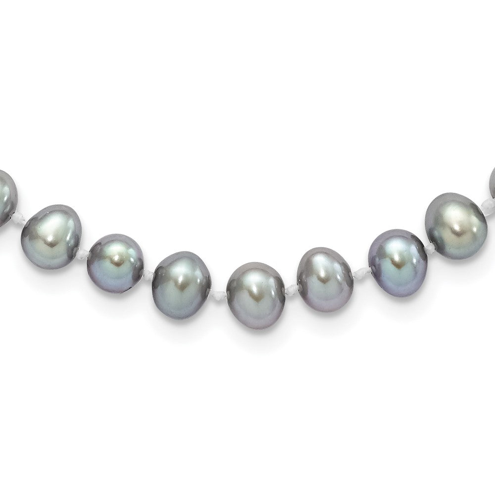 Sterling Silver Rhodium 6-7mm Grey Fwc Pearl Necklace