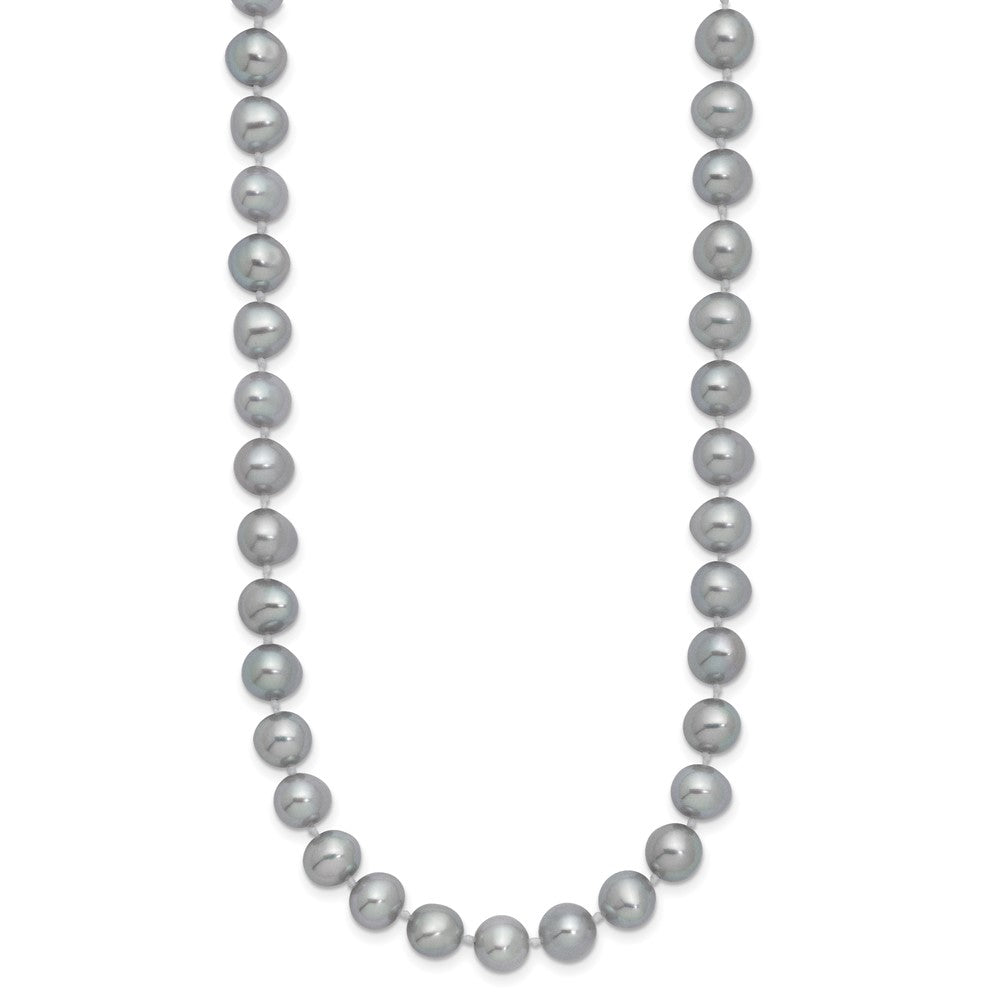 Sterling Silver Rhodium 7-8mm Grey Fwc Pearl Necklace