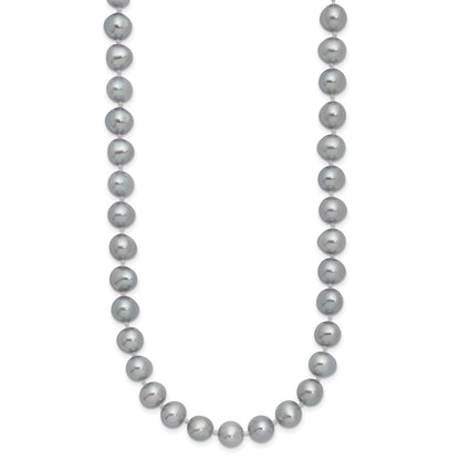 Sterling Silver Rhodium 7-8mm Grey Fwc Pearl Necklace