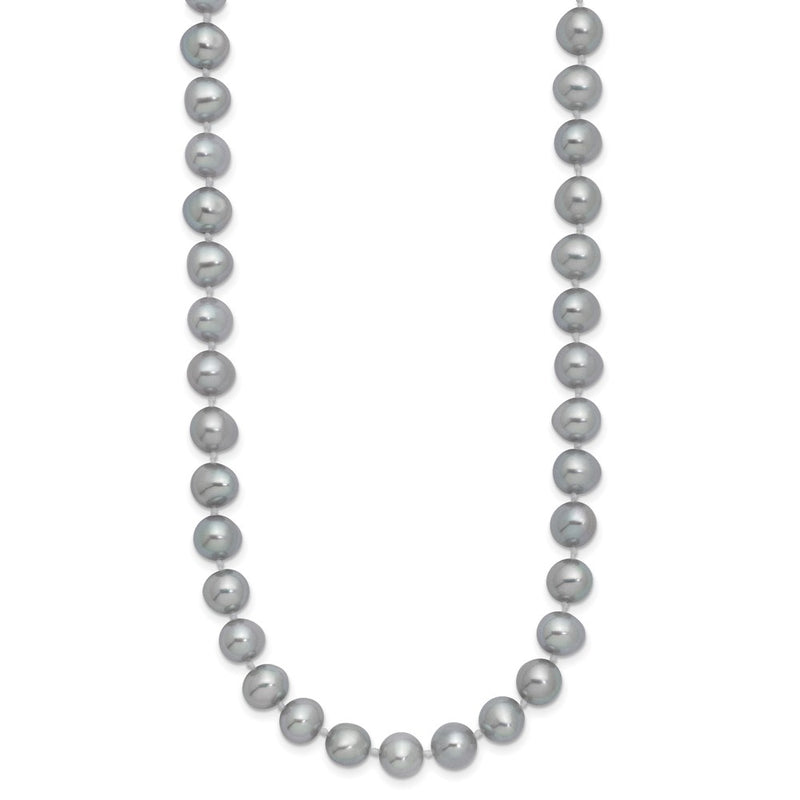 Sterling Silver Rhodium 7-8mm Grey Fwc Pearl Necklace